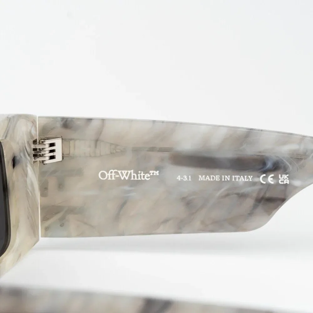 Off-White MILANO Men Sunglasses Marble Grey Square OERI097 0807 NEW AUTHENTIC